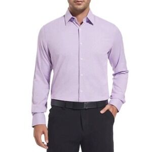 NWT Duchamp London Dress Shirt Men's 18 XXL Purple Pattern Stretch Slim Fit
